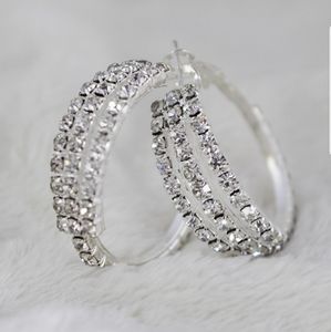 30mm rhinestone silver plated hoop earrings New